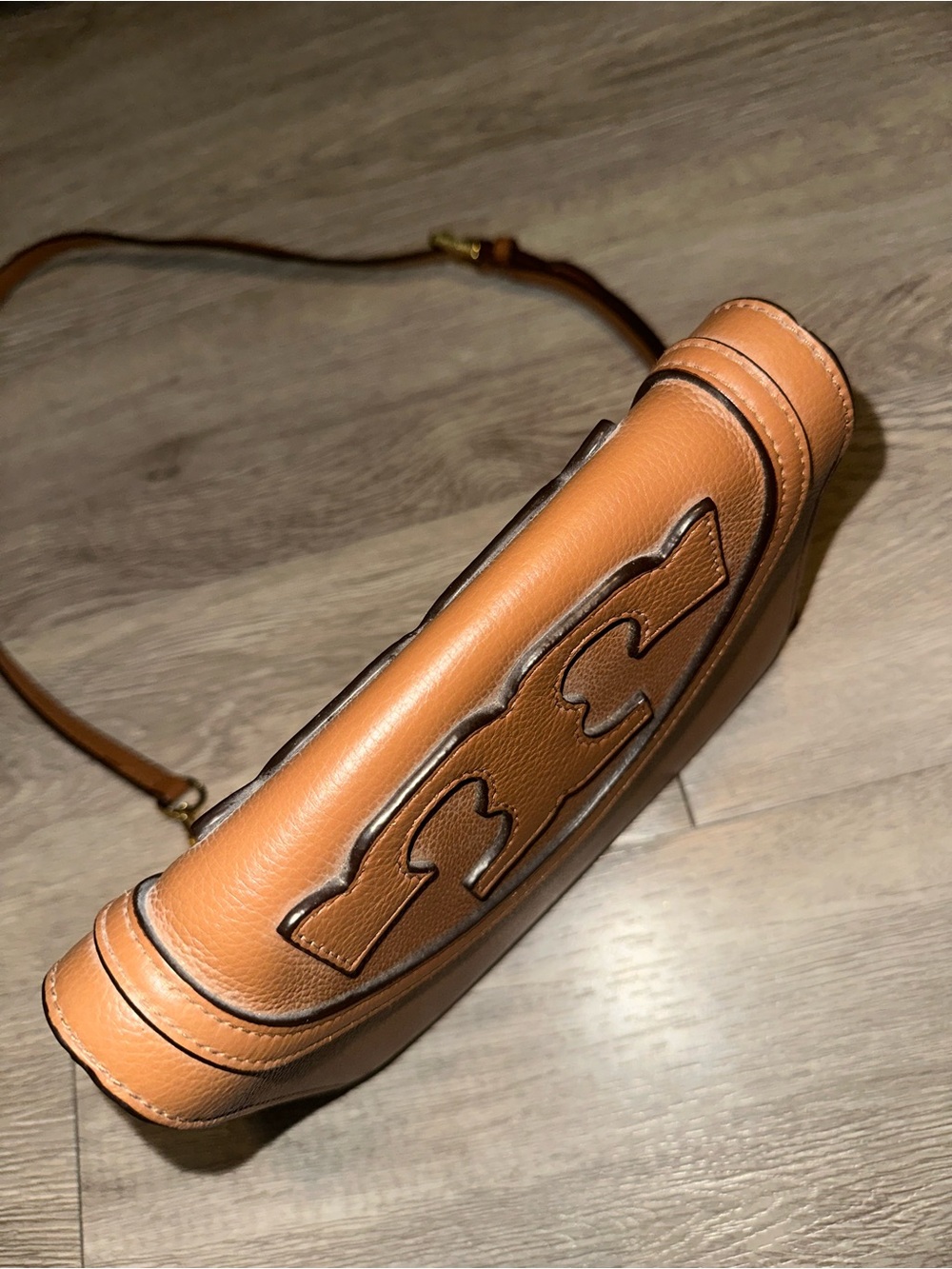 Tory Burch Brown Leather All T Crossbody Bag Purse - Picture 3 of 12
